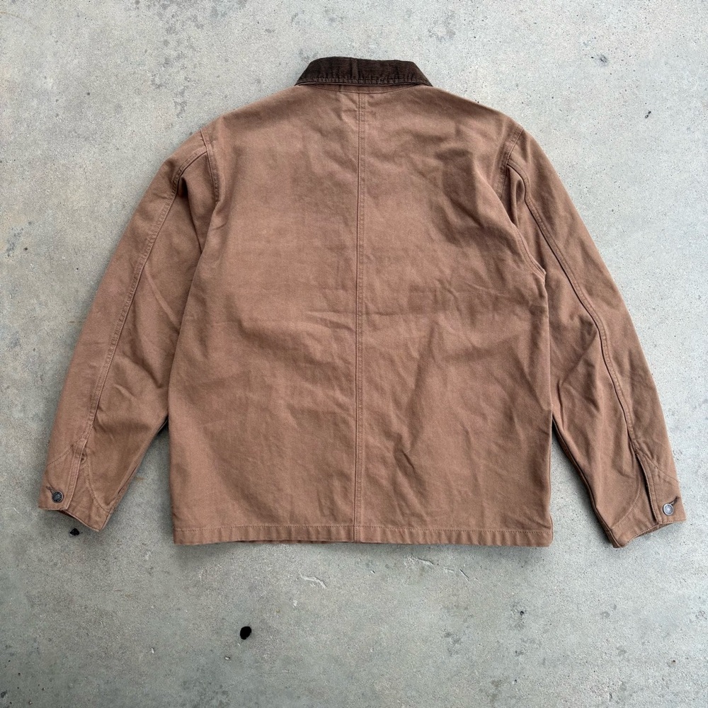 Line of Trade Carpenter Chore Coat Men's Large Ranch Tan Canvas Corduroy Collar - Picture 2 of 7